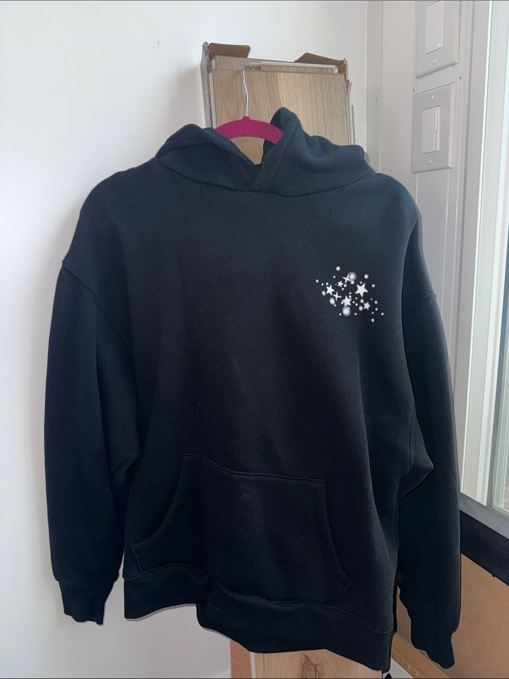 wild fable Black Crewneck Hoodie with White Star Print
